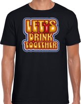 Bellatio Decorations Koningsdag shirt voor heren - let's drink together - zwart - feestkleding XXL