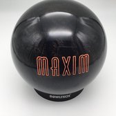 Bowling Boule de bowling Ebonite ' Maxim black silver sparkle', boule en polyester, 10 p, Non percée, sans trous, avec 2 gravures de couleur orange