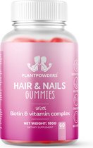 Plantpowders® - Vitamine Gummies - Haar en Nagels - 60 gummies - Met Biotine - Vegan & Suikervrij - Frambozen Smaak
