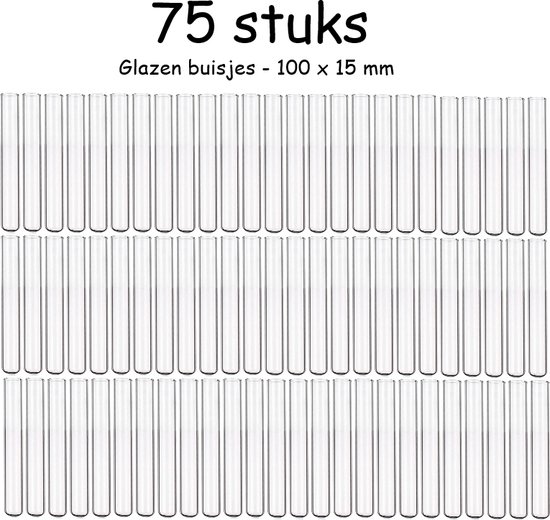 75 Glazen Stekbuisjes - Reageerbuisjes met ronde bodem - 100 x 15 mm — afbeelding 4