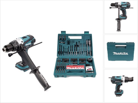Makita DHP 458 Z accu-klopboormachine 18 V 91 Nm solo + Makita bit- en boorset 100-delig