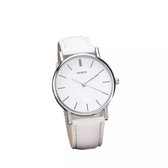 Hidzo Horloge Geneve Ø 37 mm - Wit - Kunstleer - Inclusief Horlogedoosje