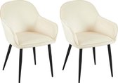 CLP Boise Set van 2 eetkamerstoelen - Met armleuning - Metalen frame - Velvet - Fluweel - creme