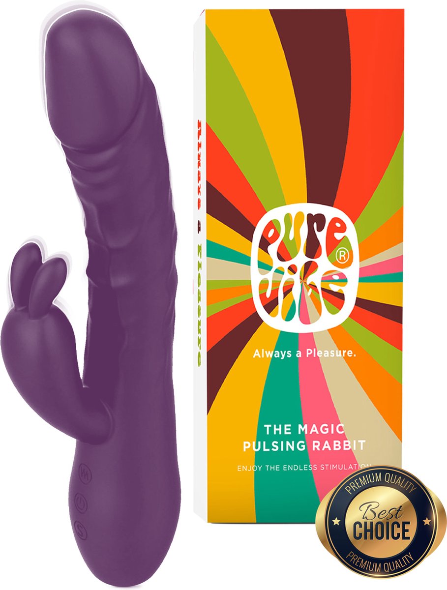 Bol.com PureVibe® Magic Pulsing Rabbit – Stotende Rabbit Vibrator voor Vrouwen – Clitoris & G-Spot Stimulator – Dildo - 10 Stoot... aanbieding