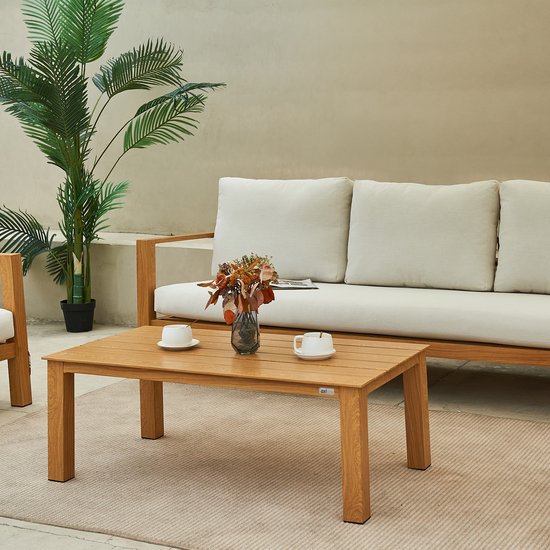 AXI Orla Canapé de jardin 4 pièces Aspect bois/beige - 2 Fauteuils de jardin et 1 canapé avec table - Structure en aluminium thermolaqué - 5 Personnes