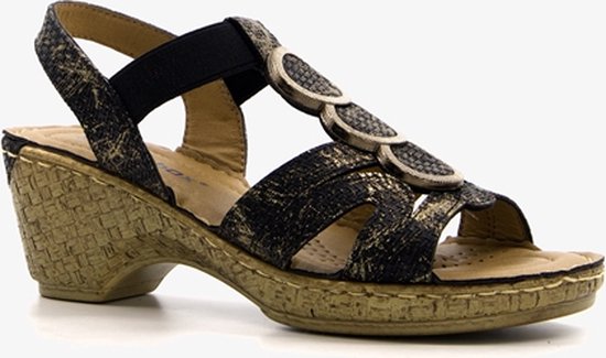 Blue Box dames sandalen met hak zwart goud - Maat 37