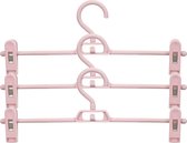 Kipit - broeken/rokken kledinghangers - set 12x stuks - roze - 32 cm - Kledingkast hangers/kleerhangers/broekhangers