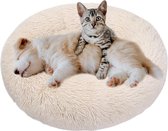 Huisdierbed, rond, pluche, hondenbed, donutkussen, warm, pluizig zacht, mooi kattenbed, wasbaar, slaapbed voor puppy's, katten en honden (beige, XL: 80 cm)