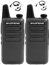 Set van 2 Baofeng BF-R5 dunne uhf mini portofoon 5 watt met G-shape oortje