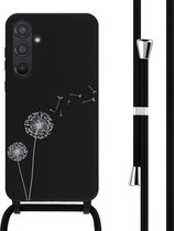iMoshion Hoesje Geschikt voor Samsung Galaxy A55 Hoesje Met Koord - iMoshion Siliconen design hoesje met koord - Zwart / Dandelion Black