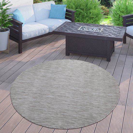 Paco Home In-& Outdoor Balkon Terras Keukenvloerkleed Eenkleurig Gemêleerd Patroon 160 cm Rund