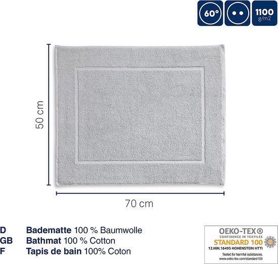 Kela Badkamer - Ladessa Badmat Silver Grey 70x50 cm - Katoen - Zilver