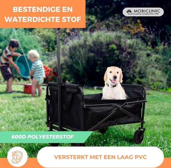 Mobiclinic Duna Basic - Bolderwagen Basic - Opvouwbaar - Bolderkar Opvouwbaar Luchtbanden - Strandtuintransportwagen - Inhoud (60L) - 80x46x36 cm - Tot 80kg draagvermogen - Brede 360º Wielen - Zwart van Mobiclinic — afbeelding 4