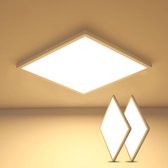 Goeco plafondlampen - 30cm - Medium - Set van 2 LED - 24W - 3000K - Warm licht - Ultradunne vierkante - 2700LM - IP44 - voor badkamer slaapkamer keuken woonkamer balkon