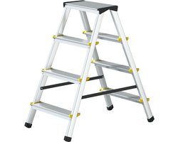 Panthera huishoudtrap - keukentrap dubbel 2x4 treden - Aluminium - Max werkhoogte: 2.41 meter - voor Particulier en professioneel gebruik