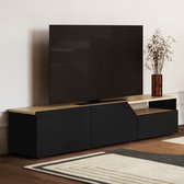 TemaHome- TV Meubel Tv-meubel Verabelle-zwart/lichte eik - 180cm - Zwart