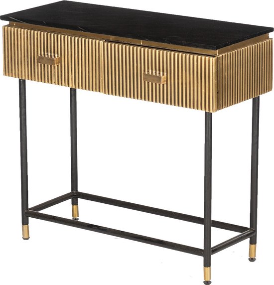 moods collection sidetable - goud & marmer - 2 lades