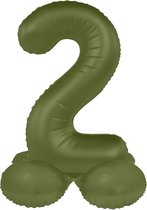 Folat - Staande folieballon Cijfer 2 Olive Green - 72 cm
