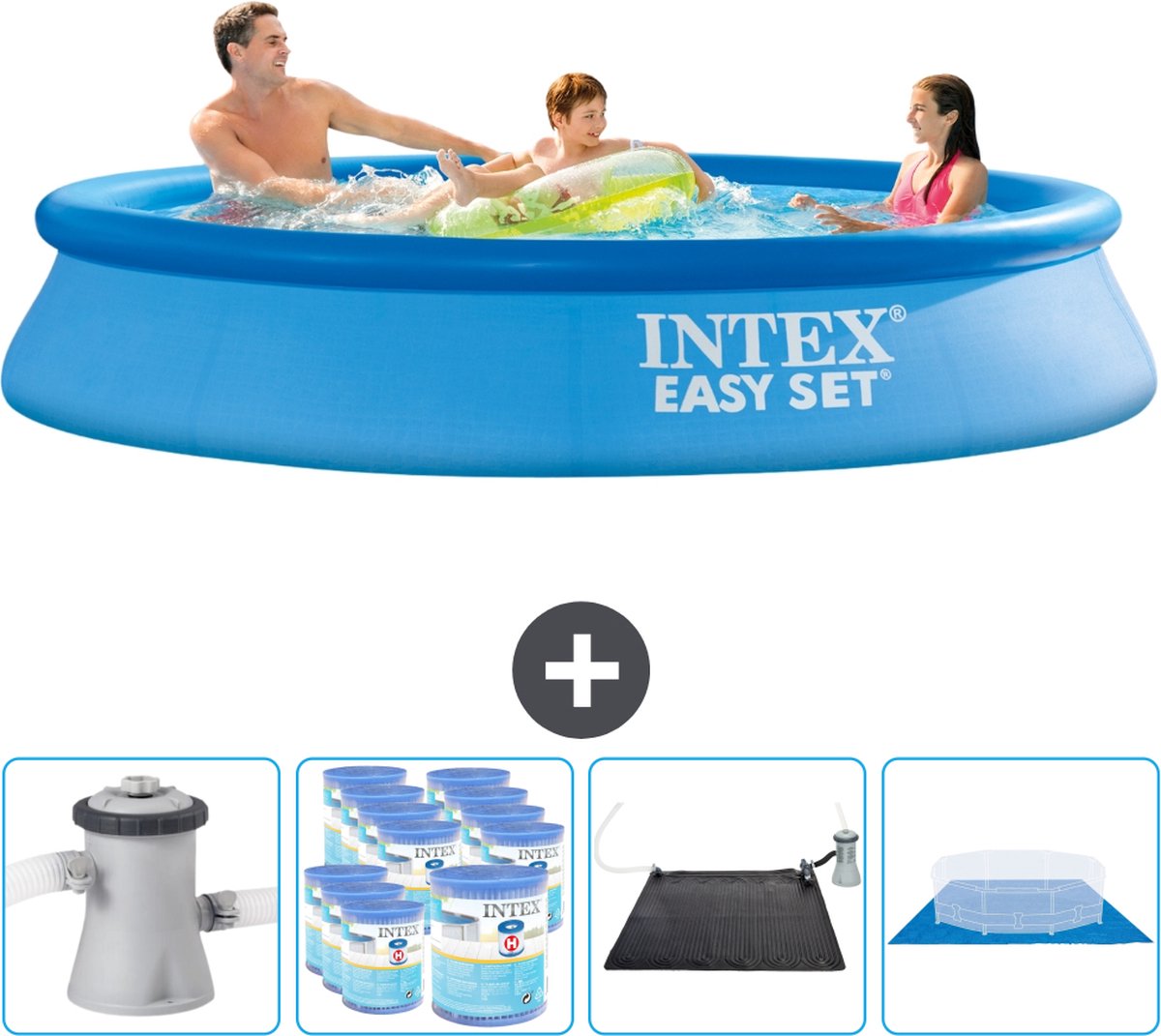 Intex Rond Opblaasbaar Easy Set Zwembad – 305 x 61 cm – Blauw – Inclusief Pomp Filters – Solar Mat – Grondzeil Intex Rond Opblaasbaar Easy Set Zwembad – 305 x 61 cm – Blauw – Inclusief Pomp Filters – Solar Mat – Grondzeil