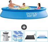 Intex Rond Opblaasbaar Easy Set Zwembad - 305 x 61 cm - Blauw - Inclusief Pomp Filters - Solar Mat - Grondzeil