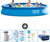 Intex Rond Opblaasbaar Easy Set Zwembad - 457 x 84 cm - Blauw - Inclusief Pomp Filters - Testrips - Solarzeil