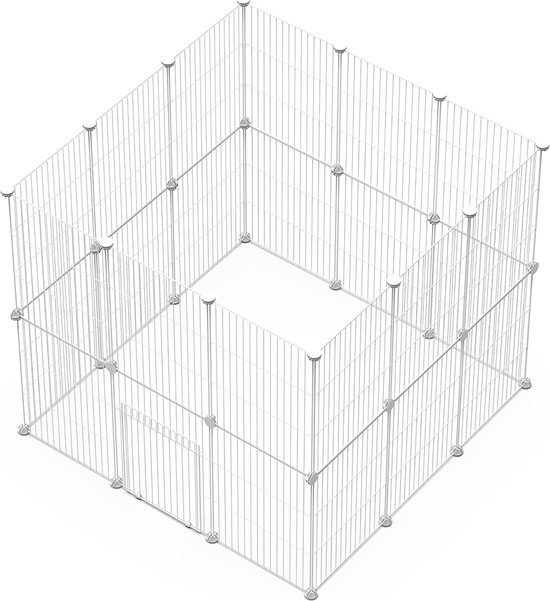 LANGXUN Doe-het-zelf box voor kleine dieren, huisdierbox met deur, konijnenkooi, caviaskooien, puppy's en katjes, voor binnen of buiten, draagbare metalen draadomheining (30 x 38 cm, 12 stuks
