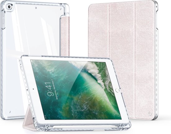 Dux Ducis - Tablet hoes geschikt voor Apple iPad 9.7 (2017/2018) - Unid Tri-fold Case - Met Pencilhouder en Auto/Wake Functie - Roze