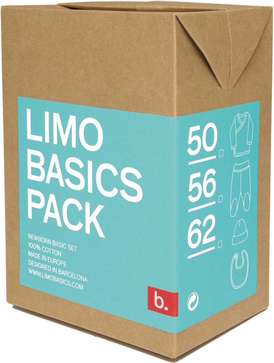 Limobasics baby kledingset (trui, broek, muts, slab) turquoise, maat 62