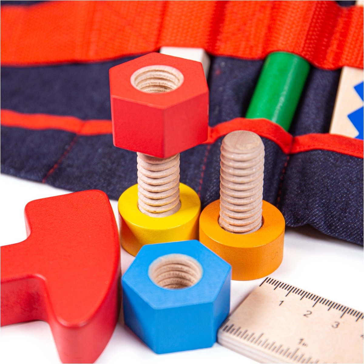 Rode Gereedschapsgordel met Houten Gereedschap - Bigjigs - Met Klipsluiting - 10-Delig — afbeelding 9