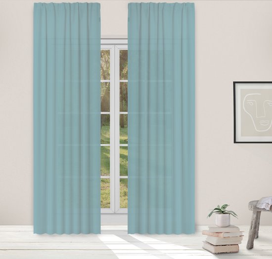 Light Guard - 1x Kant-en-Klaar Gordijn - Cloud Blue - Lichtdoorlatend - Lengte aanpasbaar - met haken - 140x280cm