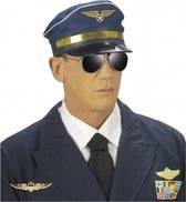 Piloten verkleed set - wings broche speldje - pilotenpet - blauw - heren/dames - carnaval - luchtvaart/vliegeniers