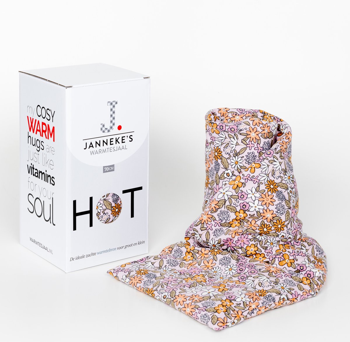 Goedkoopste Janneke's Warmtesjaal– extra lang – wasbare hoes – Made in Holland - pittenkussen met biologisch lijnzaad – bloesem roze