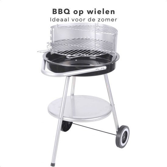 Cheqo® Luxe Houtskoolbarbecue - Barbecue - BBQ Verrijdbaar - 4 Kookhoogtes - Grillrooster ø42.5 cm - Met Windscherm - 2 Grillhandvaten - 4.2 kg van Cheqo — afbeelding 5