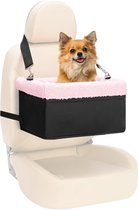 Hondenautostoel voor kleine honden, verhoogde hondenstoel voor honden tot 9 kg, puppyautostoel, hondenuitzicht, autostoel voor huisdieren voor voor- en achterbank (S, roze, 9 kg)