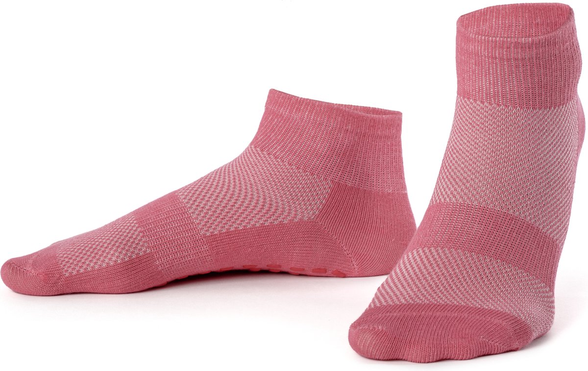 Ecorare® - Yogasokken - Lage gripsokken - Sportsokken - Roze - Maat S