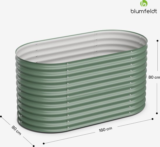 Blumfeldt High Grow Verhoogd Bed - Ergonomisch Verhoogd Bed Van 1.000 Liter Van Roestvrij Galvalume Staal Voor Groenten En Kruiden, 80 Cm Hoog, Eenvoudig Te Monteren, Vorstbestendig - Metalen Verhoogd Tuinbed