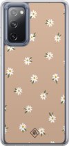 Casimoda® hoesje - Geschikt voor Samsung Galaxy S20 FE - Sweet Daisies - 2-in-1 case - Schokbestendig - Bloemen - Verhoogde randen - Bruin/beige, Transparant