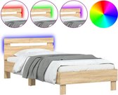 vidaXL-Bedframe-met-hoofdbord-en-LED-sonoma-eikenkleurig-100x200-cm