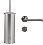 Lifa Bathing Toilet Set - 3-Delig - Zilveren Toiletrolhouder, Handdoekhaak en Toiletborstel met Houder - Badaccessoireset RVS