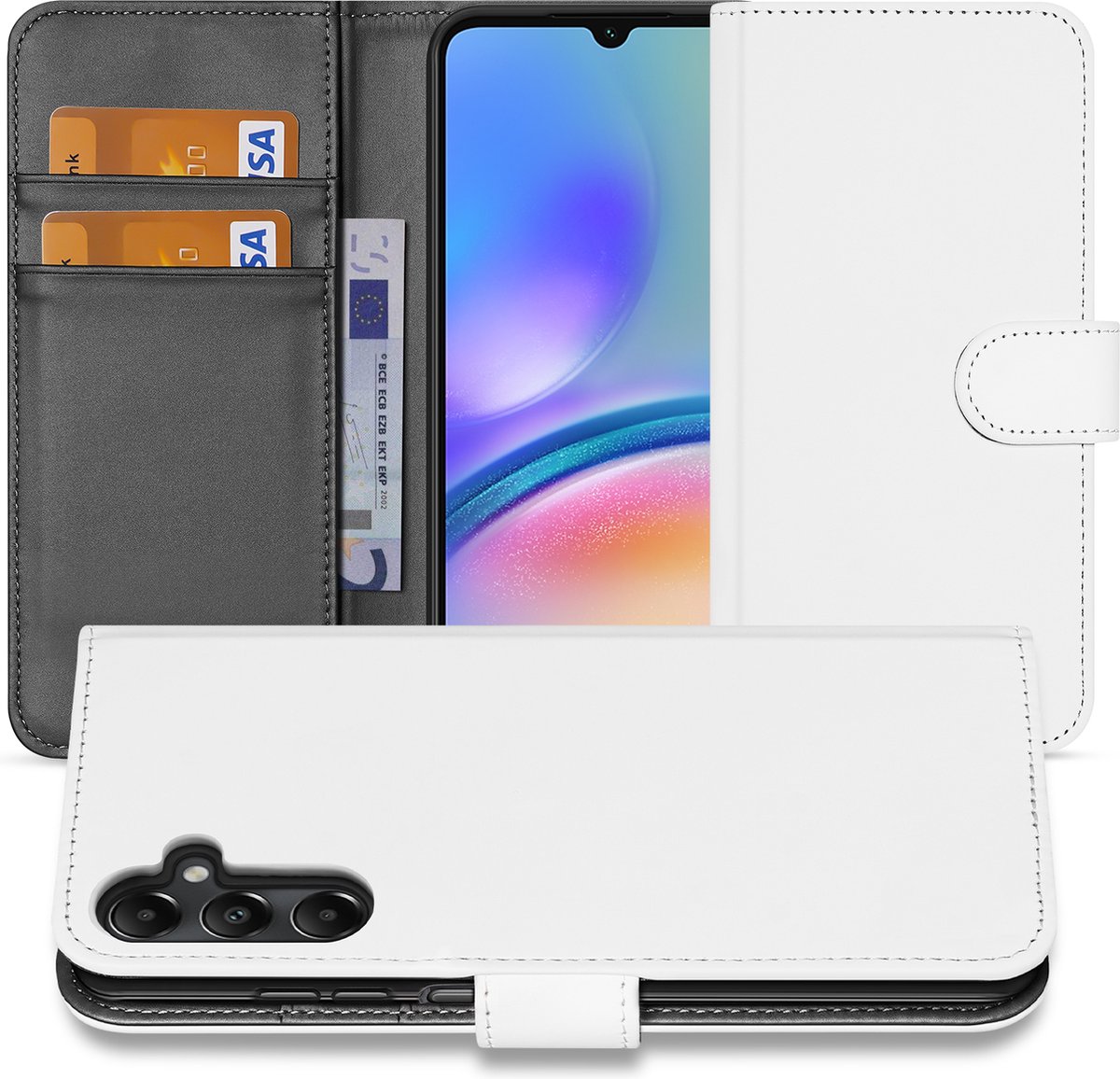 Boekhoesje voor Book Case Telefoonhoesje Samsung Galaxy A05s Wit met Pasjeshouder