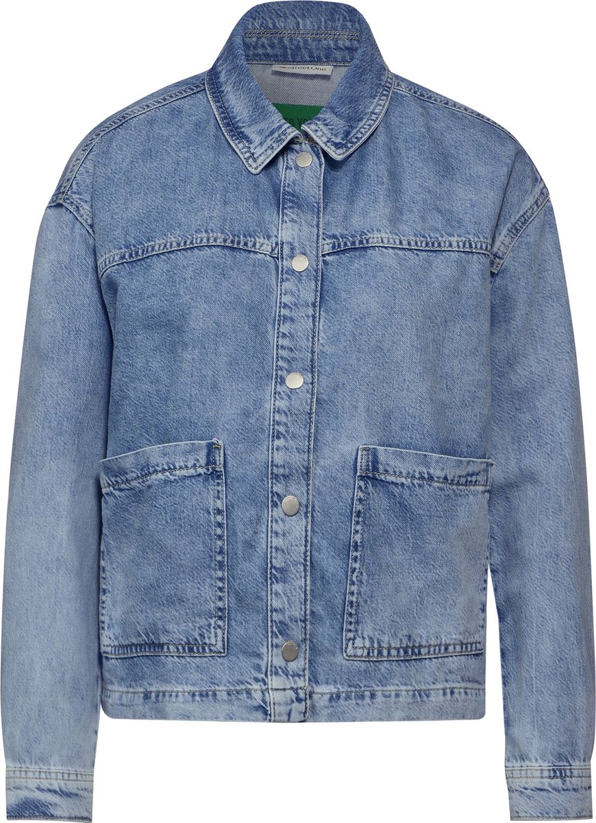 Street One LTD QR Denim Jacket bleached - Dames Jas - light blue authentic wash - Maat 44