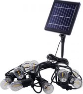 DILAMPO - PARTY LIGHTS - FEESTVERLICHTING - Solar tuinverlichting - Lichtsnoer buiten - Lichtslinger - Lichtsnoer op zonne-energie - Solar Led Prikkabel 10M - 10 Led E27 Lampen - Solar tuinverlichting LED - Warme sfeerverlichting 2700K -