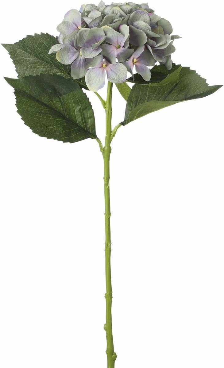 Mica Decorations Kunstbloem - Hortensia tak - lichtblauw - 51 cm - losse steel - Kunst zijdebloemen