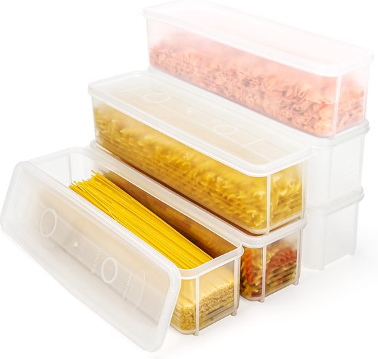 Foto: Belle vous 6 pack of plastic food storage containers with lids 1300ml 44oz airtight bpa free kitchen pantry organisers rectangular jars for spaghetti pasta noodles cereal rice more