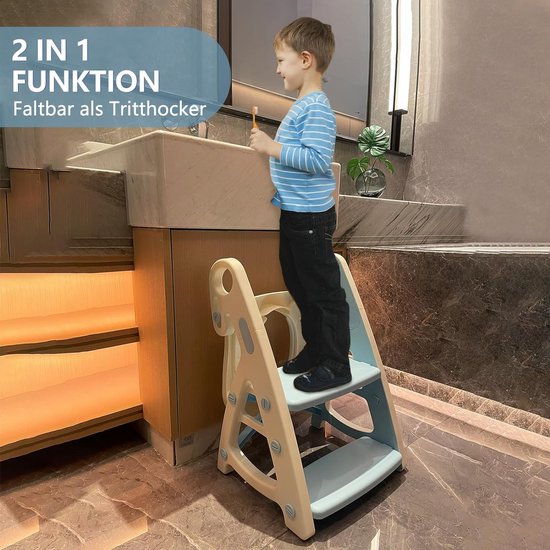 Réducteur Toilette Enfant 2en1 Avec Marches Réglables - Rehausseur WC Antidérapant Pliable