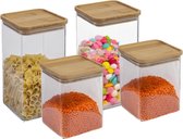 5Five - Ensemble de bocaux de conservation pour Nourriture/ cuisine 4x pièces - plastique / bambou