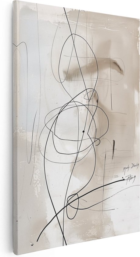 Artaza Canvas Schilderij Abstract Kunstwerk met Lijnen en Krabbels - 40x60 - Wanddecoratie - Foto Op Canvas - Canvas Print