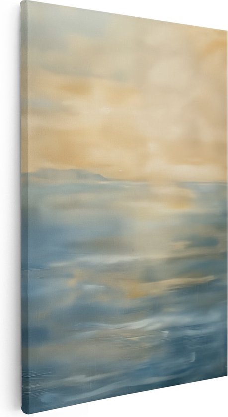 Artaza Canvas Schilderij Kunstwerk van een Zonsondergang boven de Oceaan - 80x120 - Groot - Foto Op Canvas - Canvas Print
