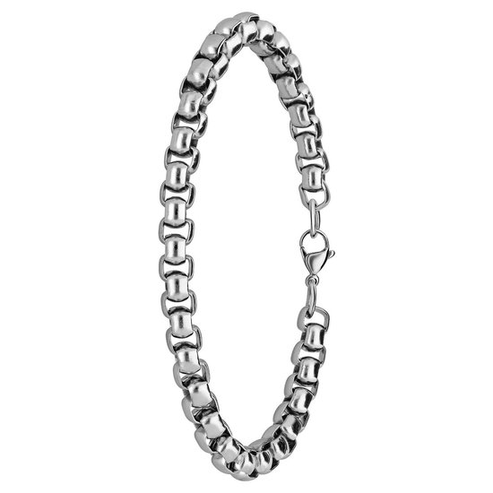 Lucardi Heren Stalen schakelarmband - Armband - Staal - Zilver - 19 cm