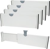 Set van 4 ladeverdelers, verstelbaar, keukenladeverdelers, organizers, 27,8 - 43,5 cm, kunststof ladeverdeler, lade-organizer, voor keuken, commode, badkamer, slaapkamer